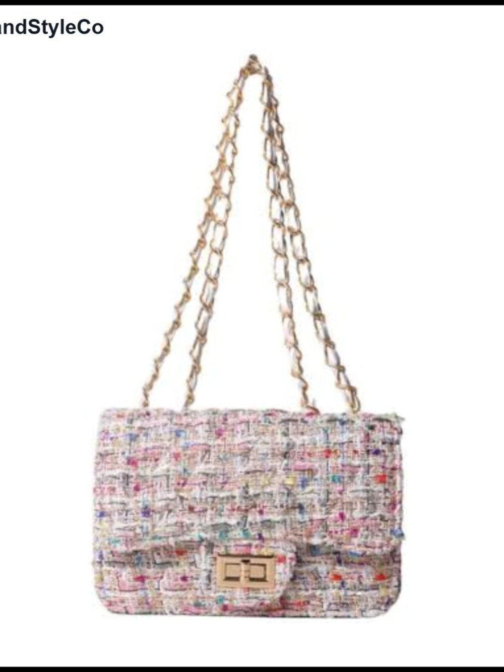 Tweed Plaid Square Bag Quilted Woven Embroidered Shoulder Bag Clutch Tote